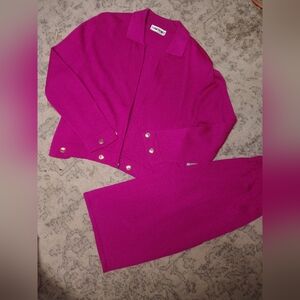 Magenta Two-Piece Knit Set By San Remo Large